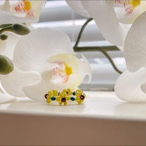 handmade sunflower bead rings